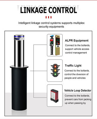 High-Security Automatic Bollards Crash-Rated Hydraulic Rising Bollard with Manual Override Parking Barrier