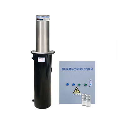 Anti-Crash Automatic Bollards Hydraulic Rising Steel Bollard with Reflective Straps, Parking Lot Safety Barrier