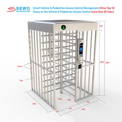 Secure Bi-Directional Full Height Turnstile Gate 1500*1500*2200 mm for Pedestrian Access Control