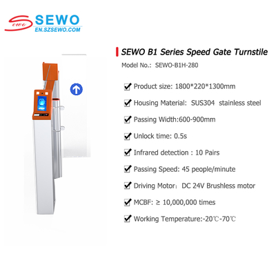 High Speed Gate Turnstile 304 Stainless Steel for Airport Office Hotel