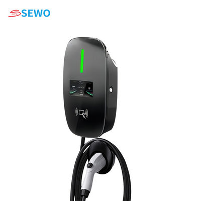 Black Electric Vehicle Charging Stations , Type 2 EV Charger 7kw