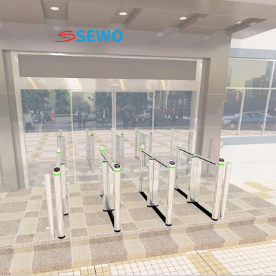 Outdoor Biometric Access Control System Turnstile Speed Gate Systems Stainless Steel Swing Gate