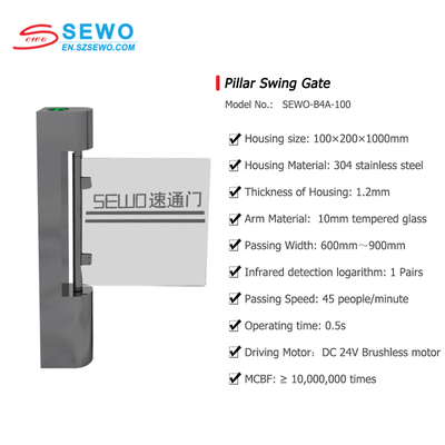 SEWO-B4A-100 Speed Gate Turnstile with RFID Card Reader 24V DC Motor